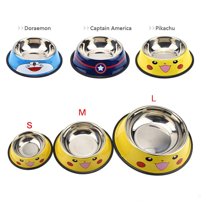 Gamelle pour chien en acier inoxydable avec dessin animé